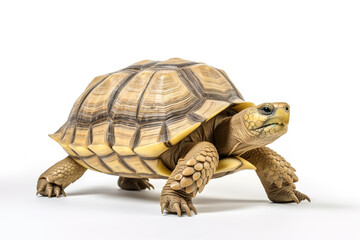 Obraz premium Image of tortoise on white background. Wildlife Animals. Illustration, Generative AI.
