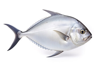 Image of pomfret on white background. Fish. Underwater animals. Illustration, Generative AI.