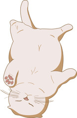 Sleeping White Fat Cat kawaii clipart