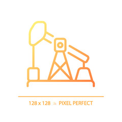 Oil pump gradient linear vector icon. Petroleum industry. Technology equipment. Oil extraction. Manufacturing business. Thin line color symbol. Modern style pictogram. Vector isolated outline drawing