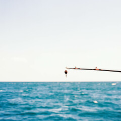 Fishing pole and Atlantic Ocean on Ektar 100 film
