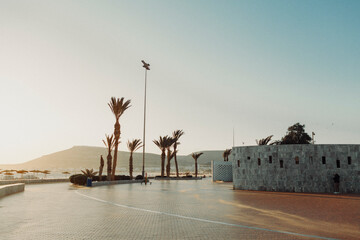 A boardwalk along the beach in Agadir, Morocco.
