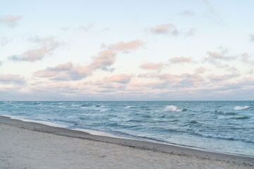 An early morning beach scene at Lake Michigan