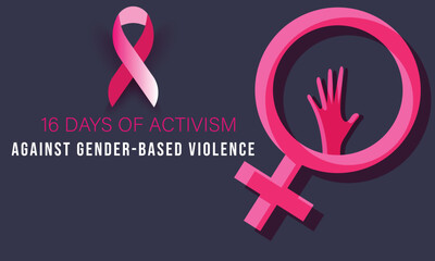 16 days of activism against gender based violence. background, banner, card, poster, template. Vector illustration.
