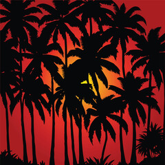 Fototapeta na wymiar Palm Tree vector Palm tree silhouette Coconut tree vector silhouette
