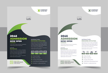 Modern Kids back to school education admission flyer poster layout template