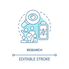 Editable research linear concept, isolated vector, blue thin line icon representing carbon border adjustment.