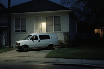 Delivery Van Parked Outside A Resident, Generative AI 