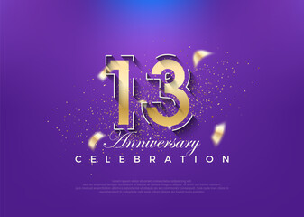 Gold number 13th anniversary. premium vector design. Premium vector for poster, banner, celebration greeting.