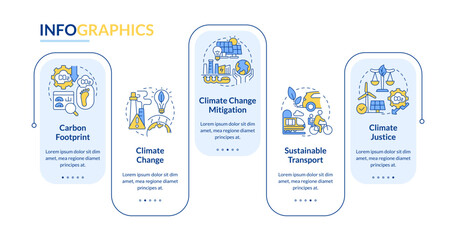 2D carbon border adjustment vector infographics template with linear icons, data visualization with 5 steps, process timeline chart.