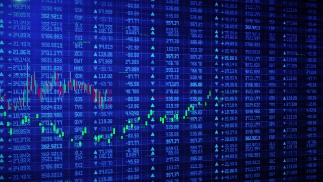 Cryptocurrency and bitcoin BTC crypto trading Financial report background graph and charts motion. Abstract futuristic stock market interface concept. Crypto currency commerce texture animation