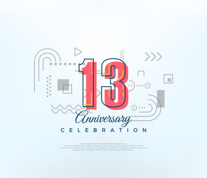 Cartoons number 13th to celebrate birthday. modern vector design. Premium vector for poster, banner, celebration greeting.