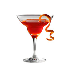 Hanky Panky cocktail PNG transparency garnish with orange peel twist, cocktail Margarita Glass, Isolated