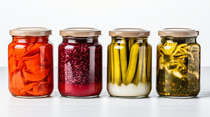 Fototapeta na wymiar Canned vegetables in glass jars