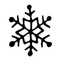 Doodle snowflake, single element. Transparent PNG Clipart
