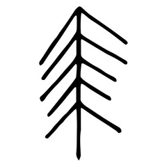 Doodle Christmas tree. Simple illustration, single element