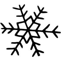 Doodle snowflake, single element. Transparent PNG Clipart