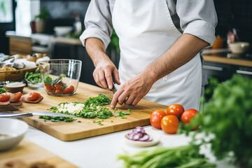 Obraz na płótnie Canvas Cropped image of hands preparing food on table. 