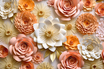 3D floral craft  wallpaper generative AI