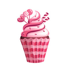 Cupcake for Valentine s Day on a white background. Vector, cartoon style. can be used to design greeting cards, social media posts, or promotional materials to convey sweet and romantic messages 