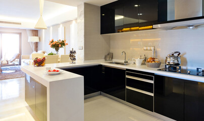 Clean modern kitchen in modern home