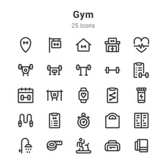 25 icons collection on Gym and related topics