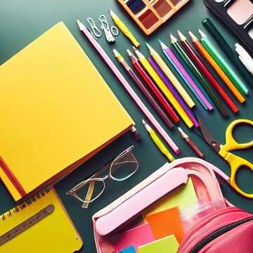 School supplies, stationery, and lunch box