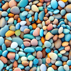 Fototapeta na wymiar Trendy colorful small sea stone pebble background. Multicolored abstract beach nature pattern