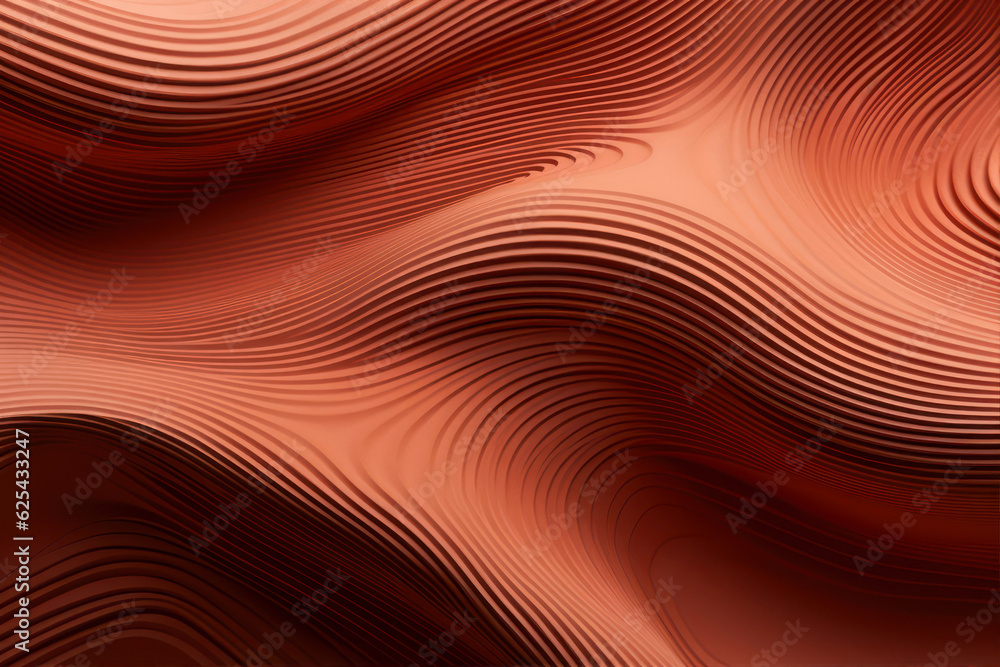 Poster abstract background with smooth lines in brown and orange colors, digitally generated image