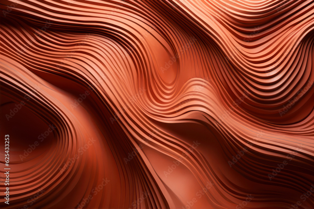 Aufkleber abstract background with smooth wavy lines in red and orange colors