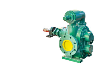 gear pump for conveying or transfer high viscosity fluid in industrial isolated background with...