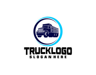 Fototapeta premium Dump trucking company logo design. Tipper truck logo vector isolated. Ready made logo template set vector isolated