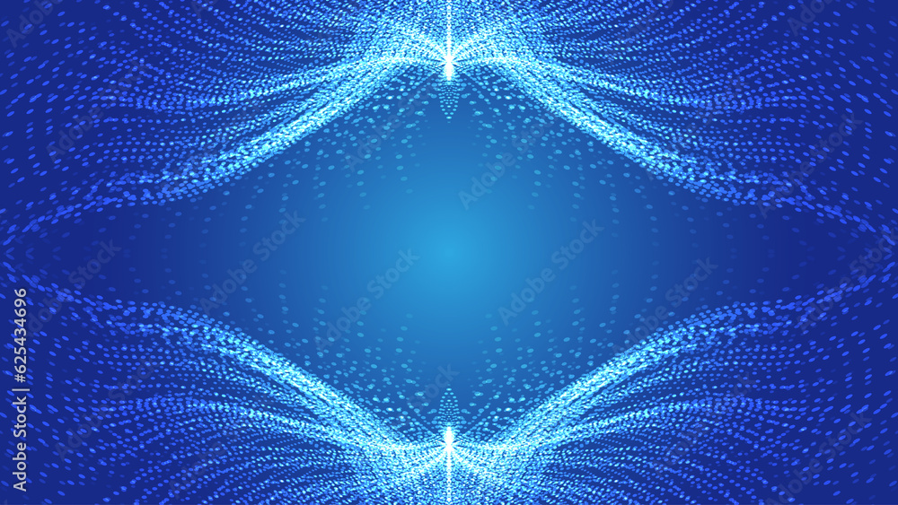 Poster blue symmetric abstract particle wings technology background