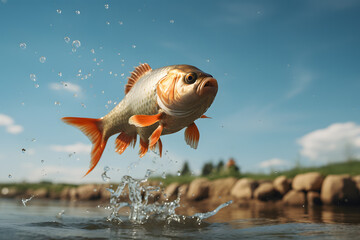A fish jumping out of the water