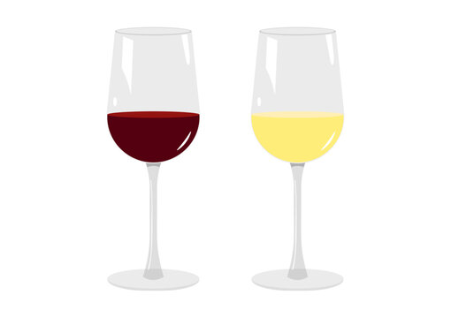 赤ワインと白ワインをグラスに注ぐ