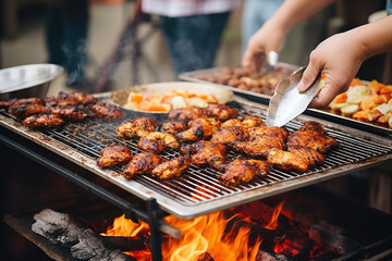 Naklejka premium A person substituting fried foods with baked or grilled alternatives. 