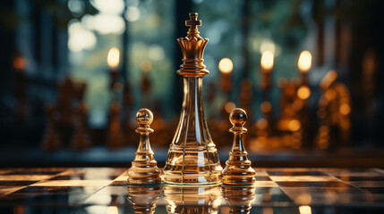 Goldener Schachkönig auf Schachbrett