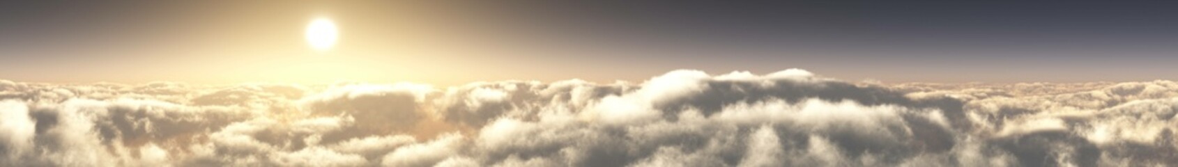 Sky panorama with clouds at sunset top view, 3d rendering