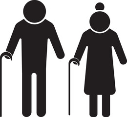 older person silhouette vector illustration