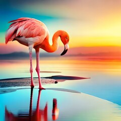 flamingo in the water Generator by using AI Technology