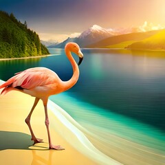 flamingo in the water Generator by using AI Technology