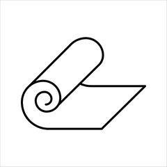 Roll of fitness carpet icon. Yoga floor mat symbol. Linear black style. vector illustration on white background
