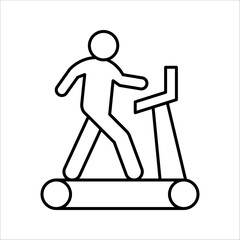 Linear man on treadmill icon, Thin line man on treadmill vector illustration on white background.