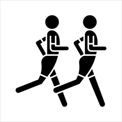 Fototapeta na wymiar Running man silhouette. Sport activity icon sign or symbol. Athletic sports. Jogging or sprinting guy. Marathon race. vector illustration on white background