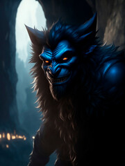Fantasy style and characters. Cave troll reliable protection of wealth