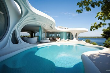 Fototapeta premium Vacation home equipped with a swimming pool