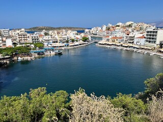 View of the port of Agios Nikolaos, Crete, Greece