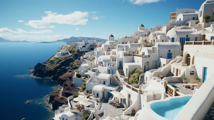 Abwaschbare Fototapete Mittelmeereuropa Griechisches Inselparadies: Santorin von oben