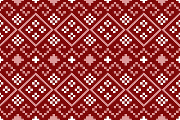 Red traditional ethnic pattern paisley flower Ikat background abstract Aztec African Indonesian Indian seamless pattern for fabric print cloth dress carpet curtains and sarong