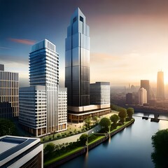 modern city skylinegenerated by AI technology 